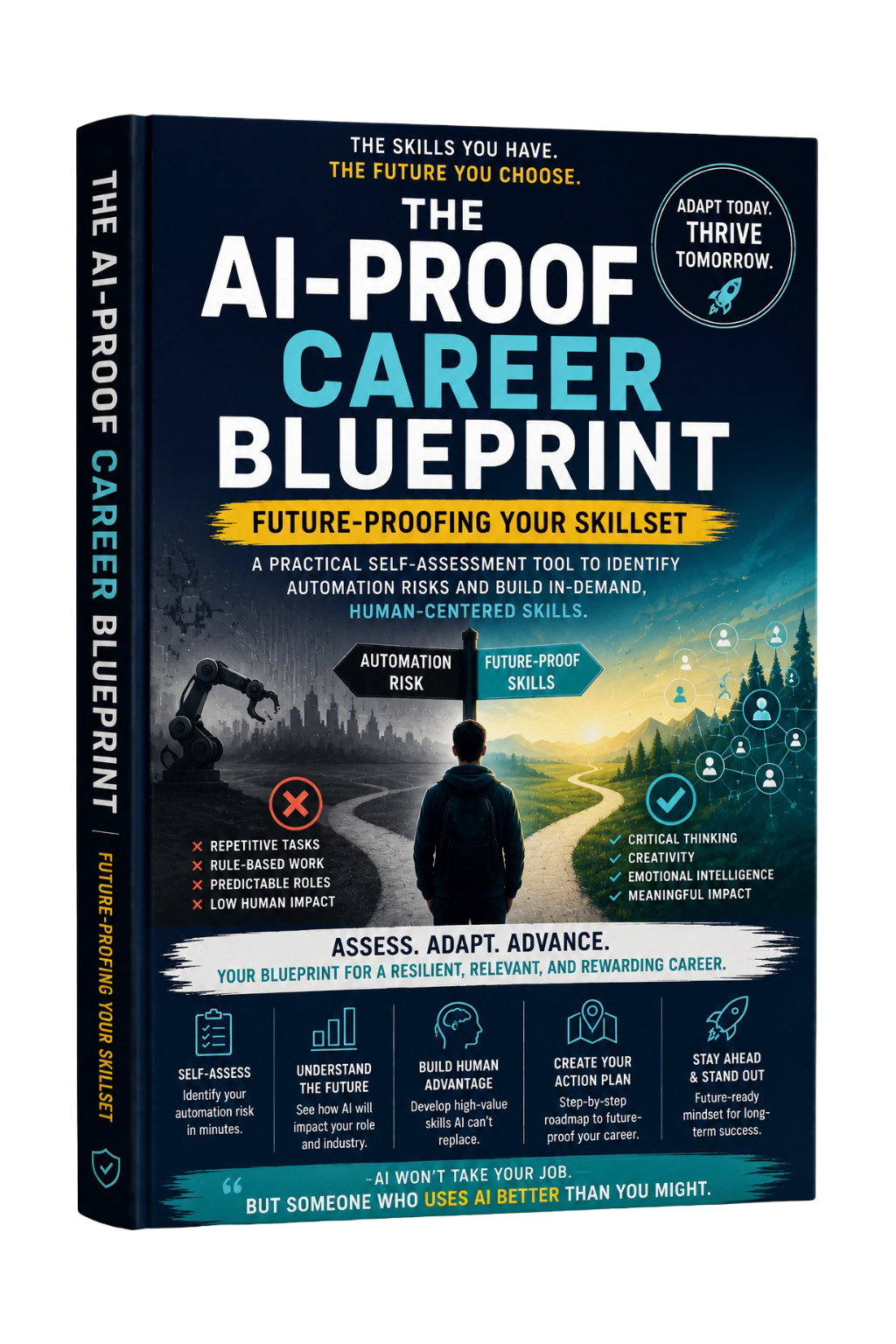 Cover of PDF digital guide titled The AI-Proof Career Blueprint by Next Step Guide Hub, focusing on future-proofing careers.
