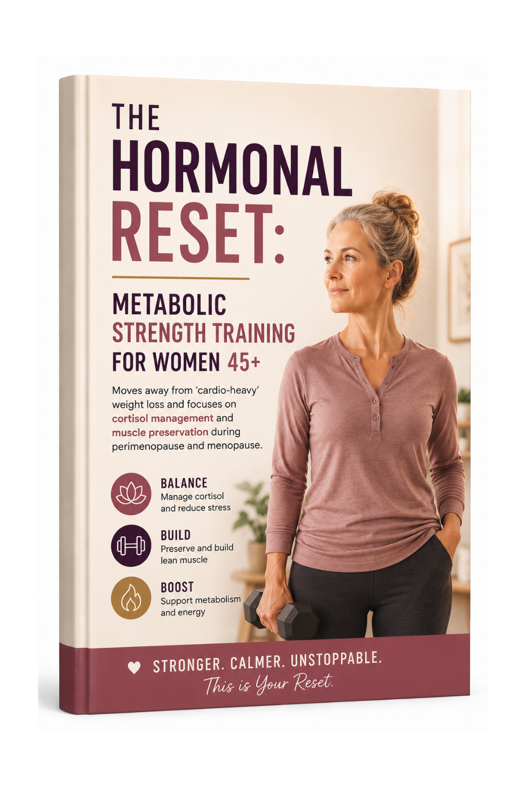 PDF digital guide titled "The Hormonal Reset" for women 45+, focusing on metabolic strength training from Next Step Guide Hub.