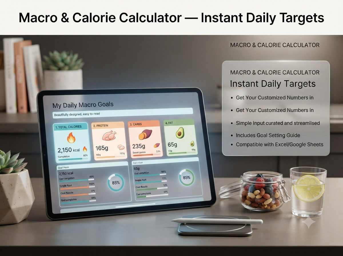 Macro & Calorie Calculator — Instant Daily Targets (Digital Download)