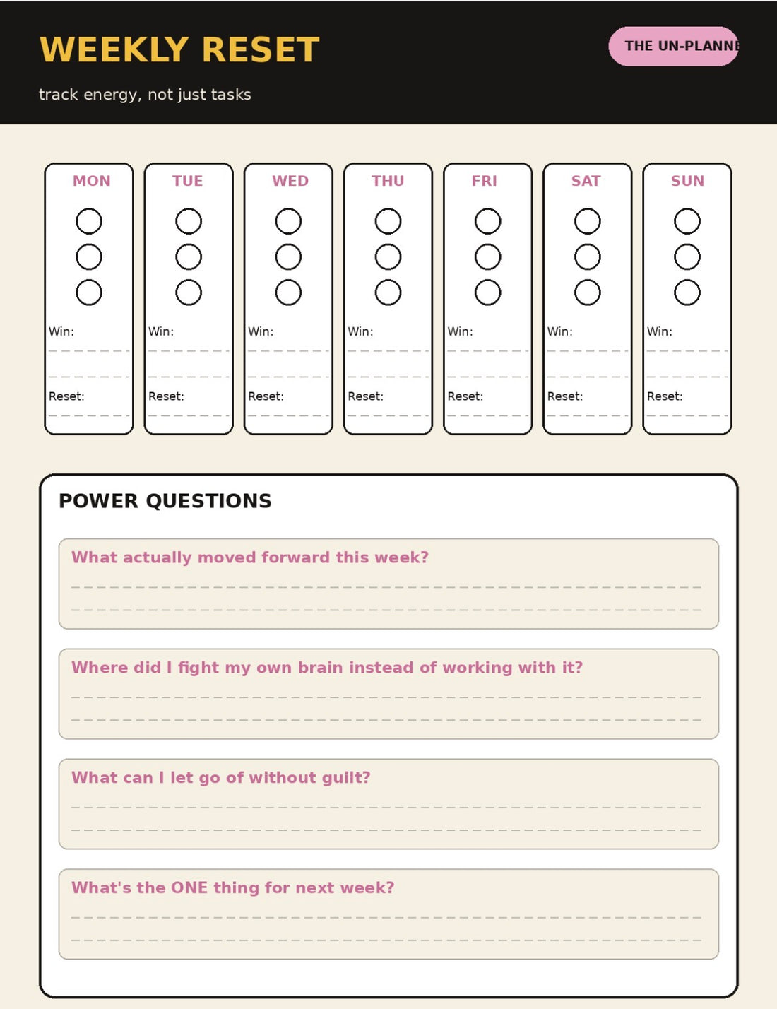 PDF digital of The Un-Planner: Productivity for Non-Linear Thinkers by Next Step Guide Hub, featuring a colorful, creative planner layout.
