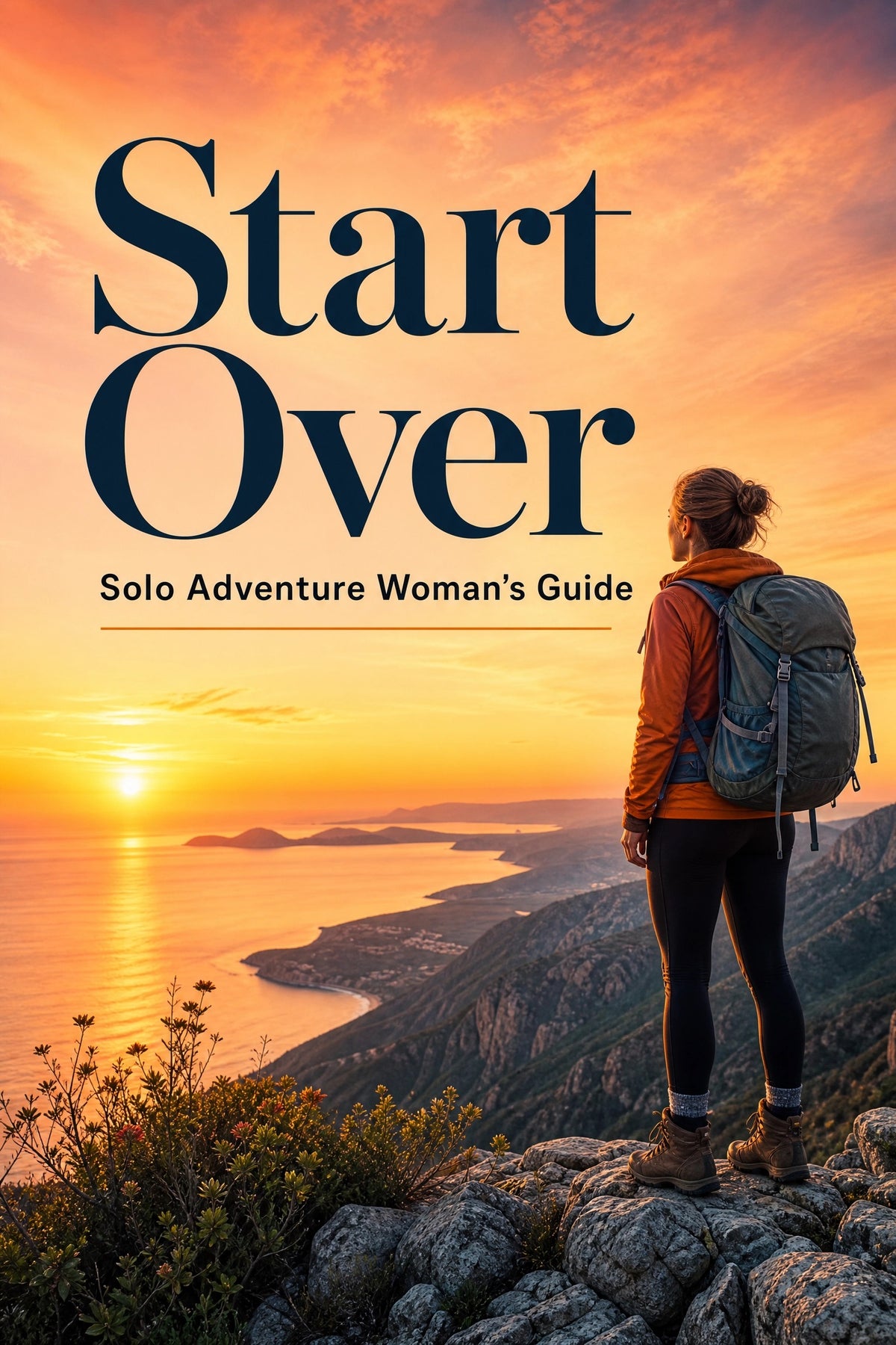 PDF digital cover of "Start Over Solo Adventure Guide for Women" by Next Step Guide Hub, featuring empowering design.