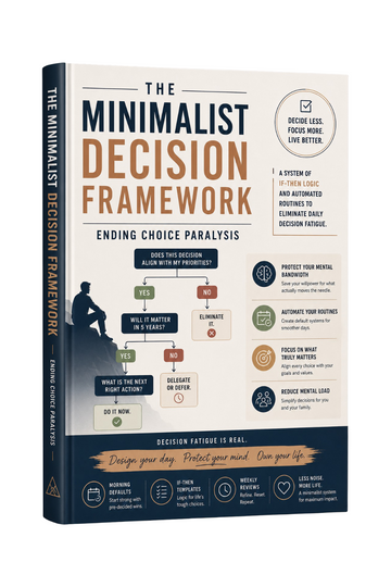 PDF digital of The Minimalist Decision Framework by Next Step Guide Hub, with clean minimalistic cover and simple design.