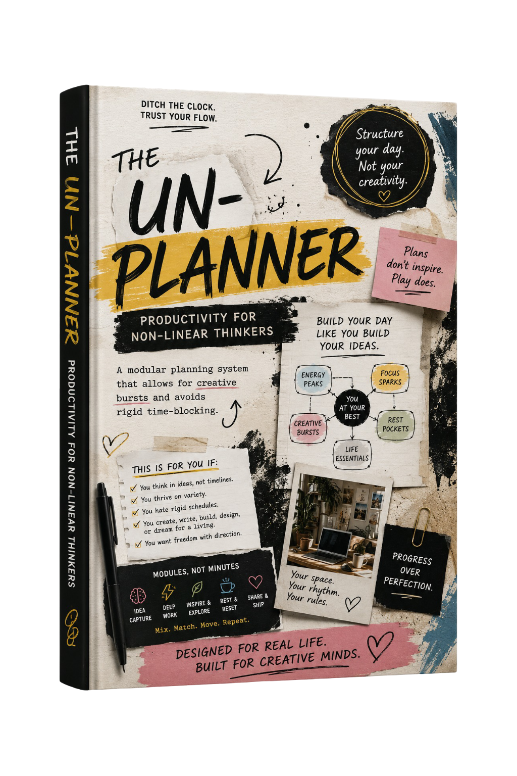 PDF digital of The Un-Planner: Productivity for Non-Linear Thinkers by Next Step Guide Hub, featuring a colorful, creative planner layout.